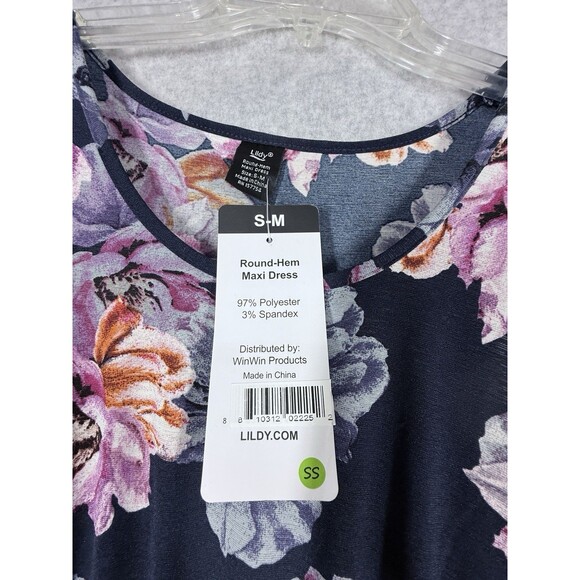 Womens Maxi Dress Size S-M Round Hem Pockets Colorful Floral Sleeveless - Picture 13 of 15